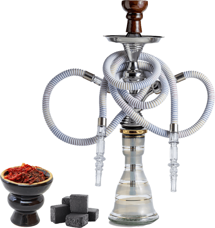 shisha pipe, charcoal and tobacco