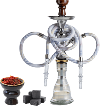 shisha pipe, charcoal and tobacco